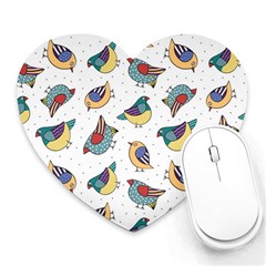 Seamless-pattern-with-hand-drawn-bird-black Heart Mousepad by Salman4z