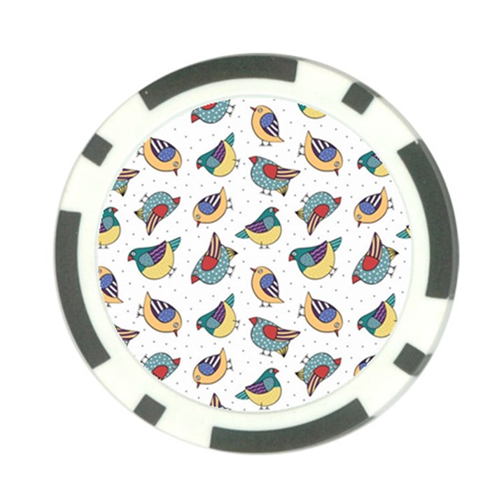 Seamless-pattern-with-hand-drawn-bird-black Poker Chip Card Guard (10 pack)