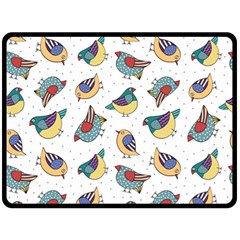 Seamless-pattern-with-hand-drawn-bird-black Fleece Blanket (large) by Salman4z