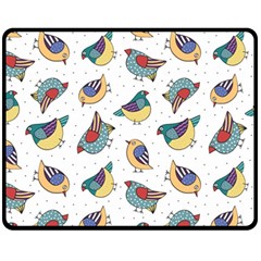 Seamless-pattern-with-hand-drawn-bird-black Fleece Blanket (medium) by Salman4z