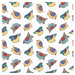 Seamless-pattern-with-hand-drawn-bird-black Wooden Puzzle Square by Salman4z