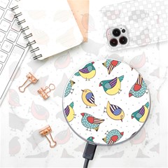 Seamless-pattern-with-hand-drawn-bird-black Wireless Fast Charger(white) by Salman4z