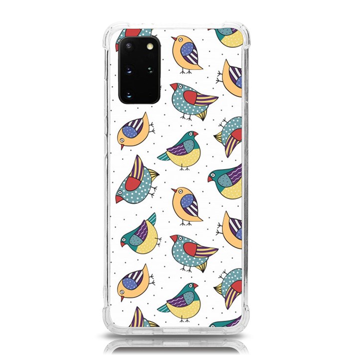 Seamless-pattern-with-hand-drawn-bird-black Samsung Galaxy S20Plus 6.7 Inch TPU UV Case