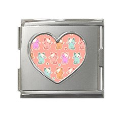 Cute-kawaii-kittens-seamless-pattern Mega Link Heart Italian Charm (18mm) by Salman4z