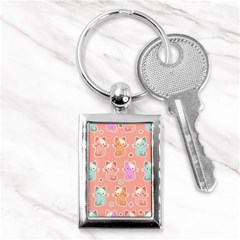 Cute-kawaii-kittens-seamless-pattern Key Chain (rectangle) by Salman4z