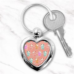 Cute-kawaii-kittens-seamless-pattern Key Chain (heart) by Salman4z