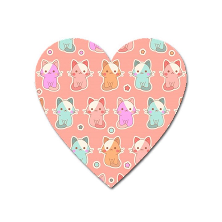 Cute-kawaii-kittens-seamless-pattern Heart Magnet