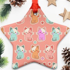 Cute-kawaii-kittens-seamless-pattern Star Ornament (two Sides) by Salman4z