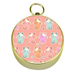 Cute-kawaii-kittens-seamless-pattern Gold Compasses by Salman4z