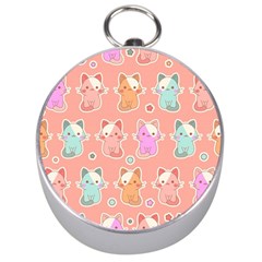 Cute-kawaii-kittens-seamless-pattern Silver Compasses by Salman4z