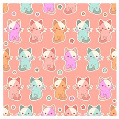 Cute-kawaii-kittens-seamless-pattern Wooden Puzzle Square by Salman4z