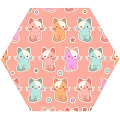 Cute-kawaii-kittens-seamless-pattern Wooden Puzzle Hexagon by Salman4z