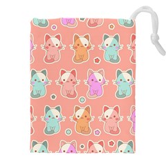 Cute-kawaii-kittens-seamless-pattern Drawstring Pouch (5xl) by Salman4z