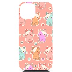 Cute-kawaii-kittens-seamless-pattern Iphone 14 Black Uv Print Case by Salman4z