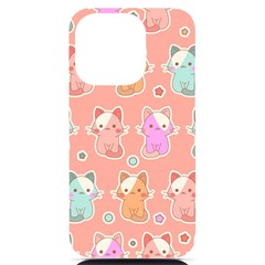 Cute-kawaii-kittens-seamless-pattern Iphone 14 Pro Black Uv Print Case by Salman4z