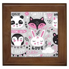 Big-set-with-cute-cartoon-animals-bear-panda-bunny-penguin-cat-fox Framed Tile by Salman4z