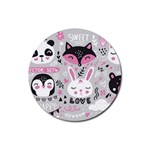 Big-set-with-cute-cartoon-animals-bear-panda-bunny-penguin-cat-fox Rubber Coaster (Round) Front