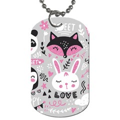 Big-set-with-cute-cartoon-animals-bear-panda-bunny-penguin-cat-fox Dog Tag (one Side) by Salman4z