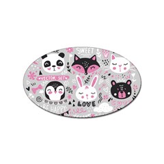 Big-set-with-cute-cartoon-animals-bear-panda-bunny-penguin-cat-fox Sticker Oval (100 Pack) by Salman4z