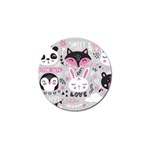 Big-set-with-cute-cartoon-animals-bear-panda-bunny-penguin-cat-fox Golf Ball Marker Front