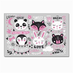 Big-set-with-cute-cartoon-animals-bear-panda-bunny-penguin-cat-fox Postcard 4 x 6  (pkg Of 10) by Salman4z