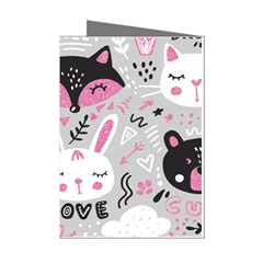 Big-set-with-cute-cartoon-animals-bear-panda-bunny-penguin-cat-fox Mini Greeting Cards (pkg Of 8) by Salman4z