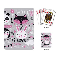 Big-set-with-cute-cartoon-animals-bear-panda-bunny-penguin-cat-fox Playing Cards Single Design (rectangle) by Salman4z