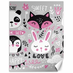 Big-set-with-cute-cartoon-animals-bear-panda-bunny-penguin-cat-fox Canvas 12  X 16  by Salman4z