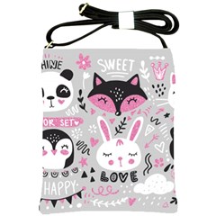 Big-set-with-cute-cartoon-animals-bear-panda-bunny-penguin-cat-fox Shoulder Sling Bag by Salman4z