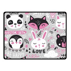 Big-set-with-cute-cartoon-animals-bear-panda-bunny-penguin-cat-fox Fleece Blanket (small) by Salman4z