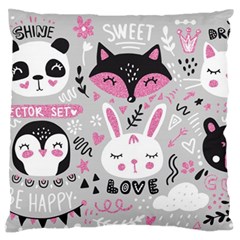 Big-set-with-cute-cartoon-animals-bear-panda-bunny-penguin-cat-fox Standard Premium Plush Fleece Cushion Case (two Sides) by Salman4z