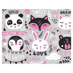 Big-set-with-cute-cartoon-animals-bear-panda-bunny-penguin-cat-fox Two Sides Premium Plush Fleece Blanket (medium) by Salman4z