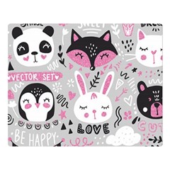 Big-set-with-cute-cartoon-animals-bear-panda-bunny-penguin-cat-fox Two Sides Premium Plush Fleece Blanket (large) by Salman4z