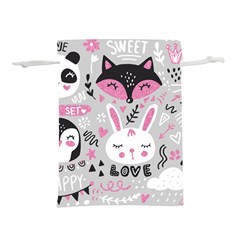 Big-set-with-cute-cartoon-animals-bear-panda-bunny-penguin-cat-fox Lightweight Drawstring Pouch (l) by Salman4z