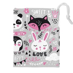 Big-set-with-cute-cartoon-animals-bear-panda-bunny-penguin-cat-fox Drawstring Pouch (4xl) by Salman4z