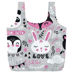 Big-set-with-cute-cartoon-animals-bear-panda-bunny-penguin-cat-fox Full Print Recycle Bag (xxxl) by Salman4z