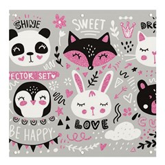 Big-set-with-cute-cartoon-animals-bear-panda-bunny-penguin-cat-fox Banner And Sign 4  X 4  by Salman4z