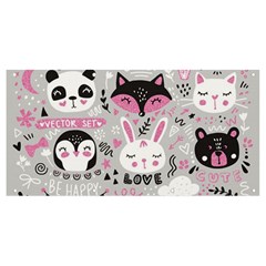 Big-set-with-cute-cartoon-animals-bear-panda-bunny-penguin-cat-fox Banner And Sign 8  X 4  by Salman4z