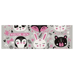 Big-set-with-cute-cartoon-animals-bear-panda-bunny-penguin-cat-fox Banner And Sign 9  X 3  by Salman4z