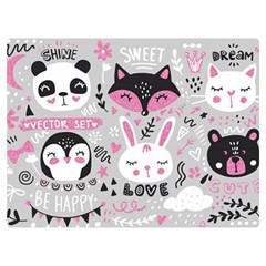 Big-set-with-cute-cartoon-animals-bear-panda-bunny-penguin-cat-fox Two Sides Premium Plush Fleece Blanket (extra Small) by Salman4z