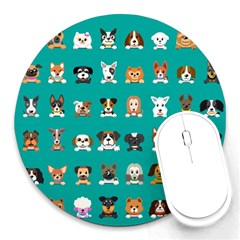 Different-type-vector-cartoon-dog-faces Round Mousepad by Salman4z