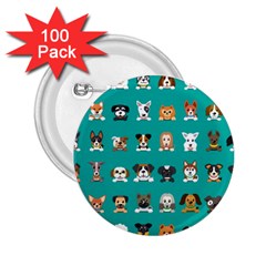 Different-type-vector-cartoon-dog-faces 2 25  Buttons (100 Pack)  by Salman4z