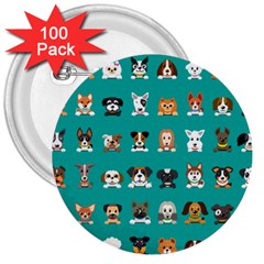 Different-type-vector-cartoon-dog-faces 3  Buttons (100 Pack)  by Salman4z