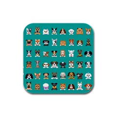 Different-type-vector-cartoon-dog-faces Rubber Square Coaster (4 Pack) by Salman4z