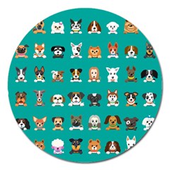 Different-type-vector-cartoon-dog-faces Magnet 5  (round) by Salman4z