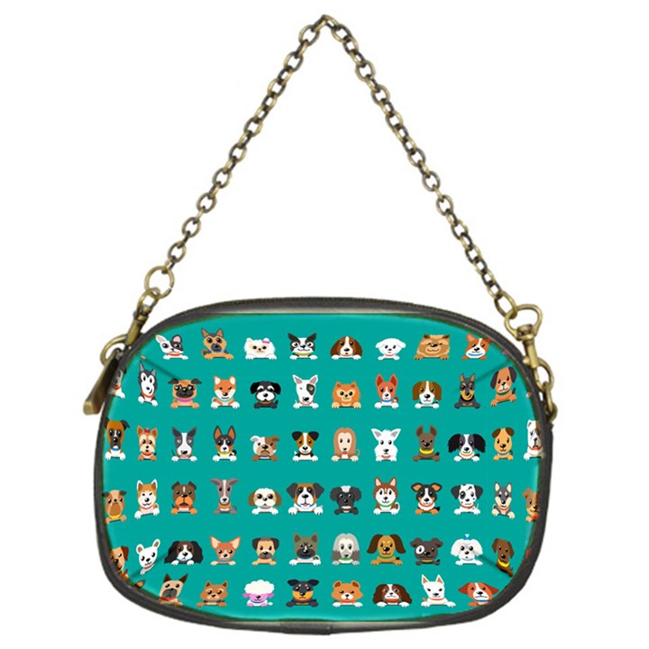 Different-type-vector-cartoon-dog-faces Chain Purse (One Side)