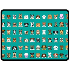 Different-type-vector-cartoon-dog-faces Fleece Blanket (large) by Salman4z