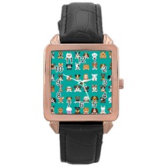 Different-type-vector-cartoon-dog-faces Rose Gold Leather Watch  by Salman4z