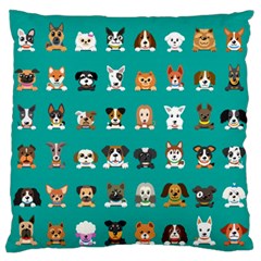 Different-type-vector-cartoon-dog-faces Large Premium Plush Fleece Cushion Case (two Sides) by Salman4z