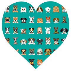 Different-type-vector-cartoon-dog-faces Wooden Puzzle Heart by Salman4z